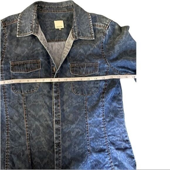 Ecru tencel soft jean looking like button down shirt with rolled up sleeves sz M - Picture 7 of 7